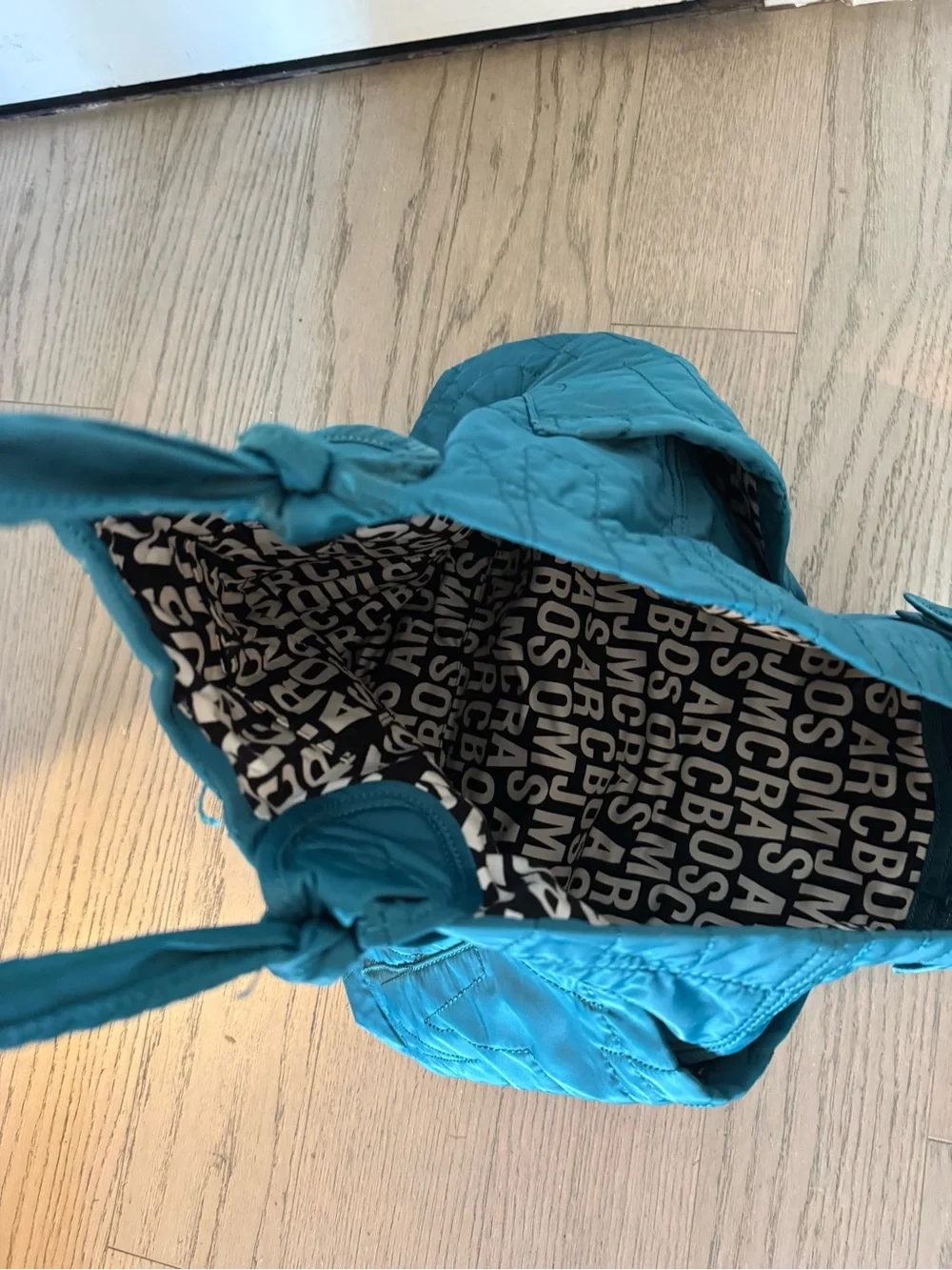 Marc Jacobs Teal Quilted Logo Tote - Picture 4 of 5